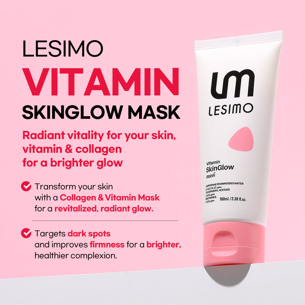 Lesimo Vitamin SkinGlow Mask, Hydrolyzed Collagen Wrapping Mask, Peel-off Mask, Even out skin tone, Korean skincare, 3.38 fl.oz. (100mL)